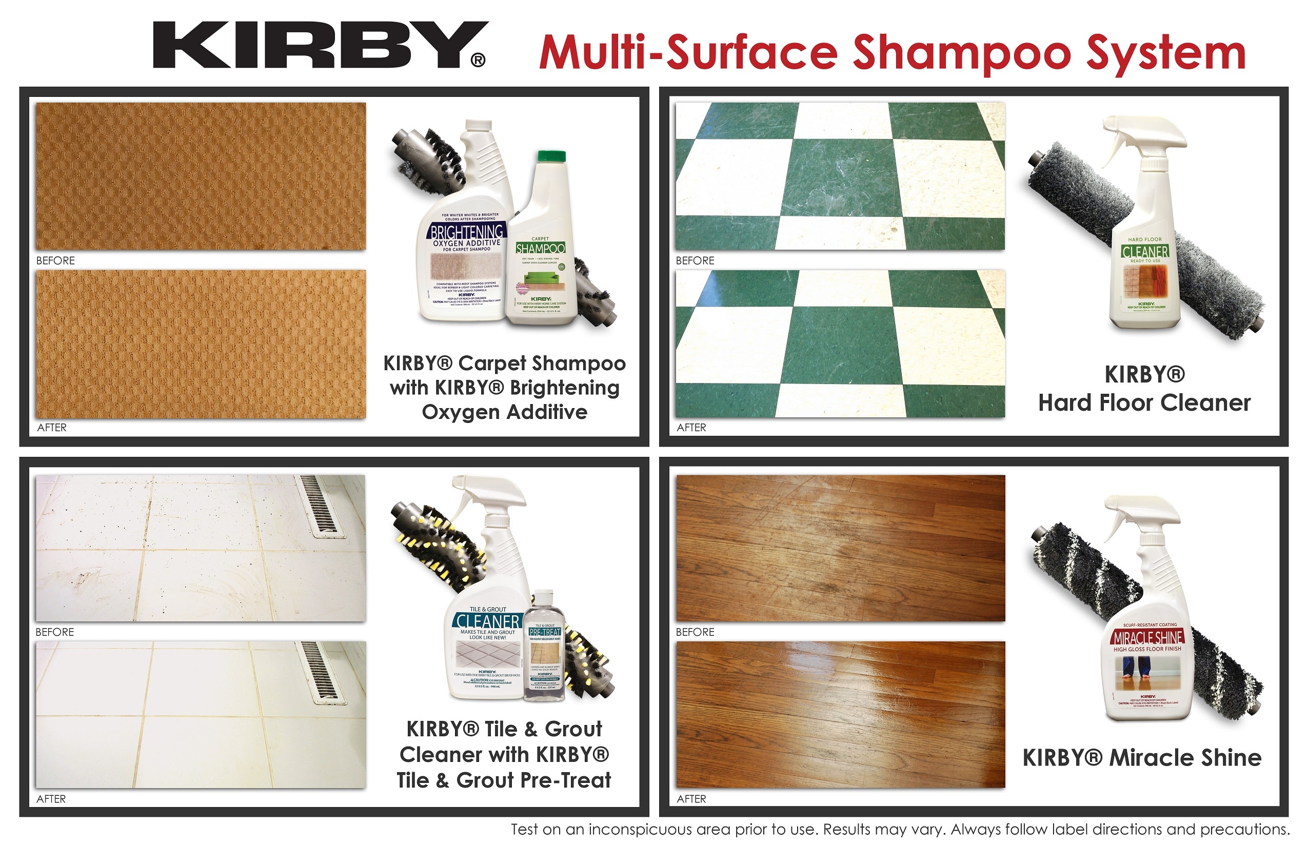 Kirby system cleans all types of hard surface floors