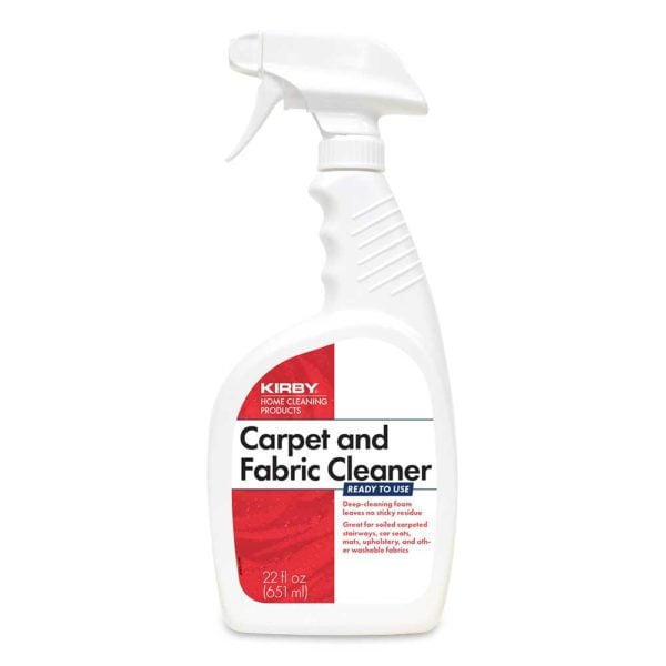 Kirby Carpet and Fabric Cleaner foam removes stains from carpet, upholstery, and more.