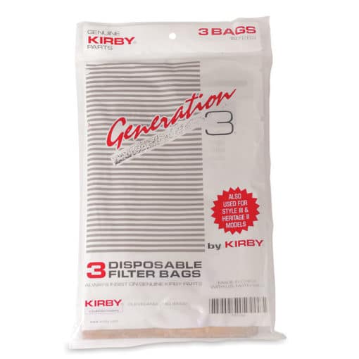 These genuine twist style bags are designed specifically for the Generation 3 Kirby system and also fit System III and Heritage II Kirby systems.