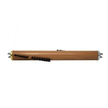 Wooden vacuum brush roller with black bristles.