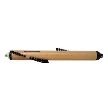 Wooden Kirby vacuum brush roll with black bristles.