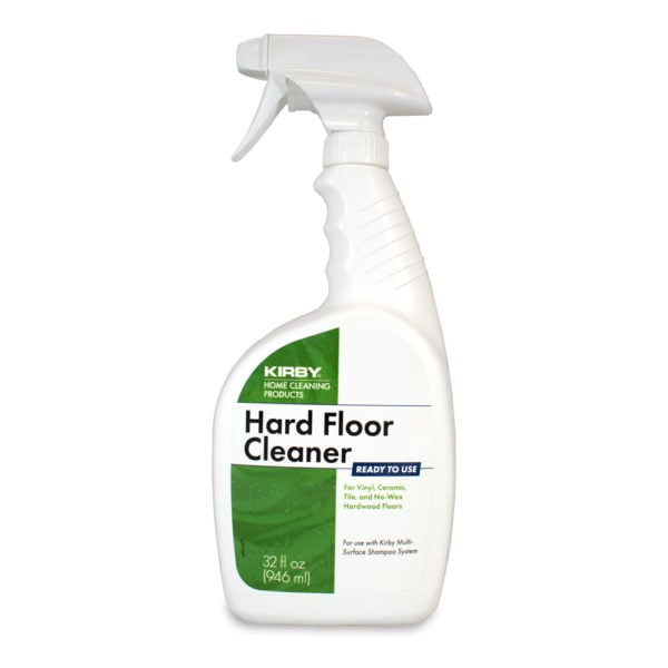 White 32 oz Kirby Hard Floor Cleaner bottle with green label.