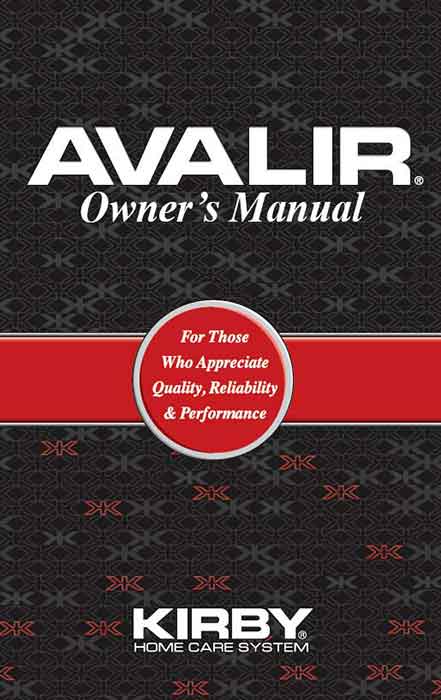 260014 Kirby Avalir Owners Manual Instructions for use Part Number 