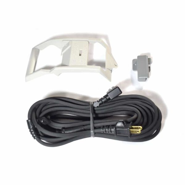 Kirby vacuum replacement cord, black, with gray attachments.