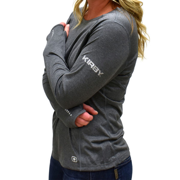 Kirby Gray Ladies Long Sleeve Athletic Shirt Side View