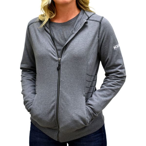 Kirby Gray Ladies Zipup Hoodie Front View