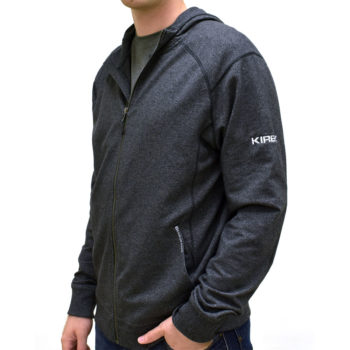 Back View of the Kirby Branded Gray Zip Up Hoodie