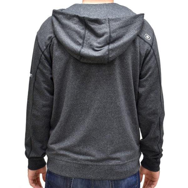 Back View of the Kirby Branded Gray Zip Up Hoodie