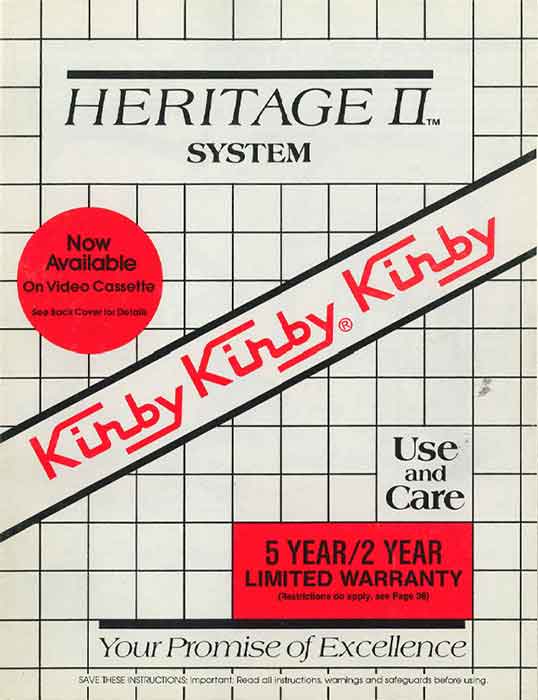 Kirby Heritage II Owner Manual