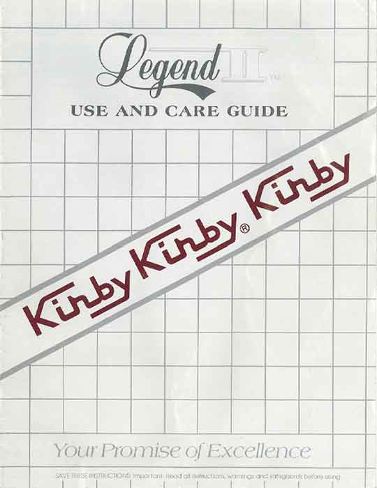 Kirby Legend II Owner Manual