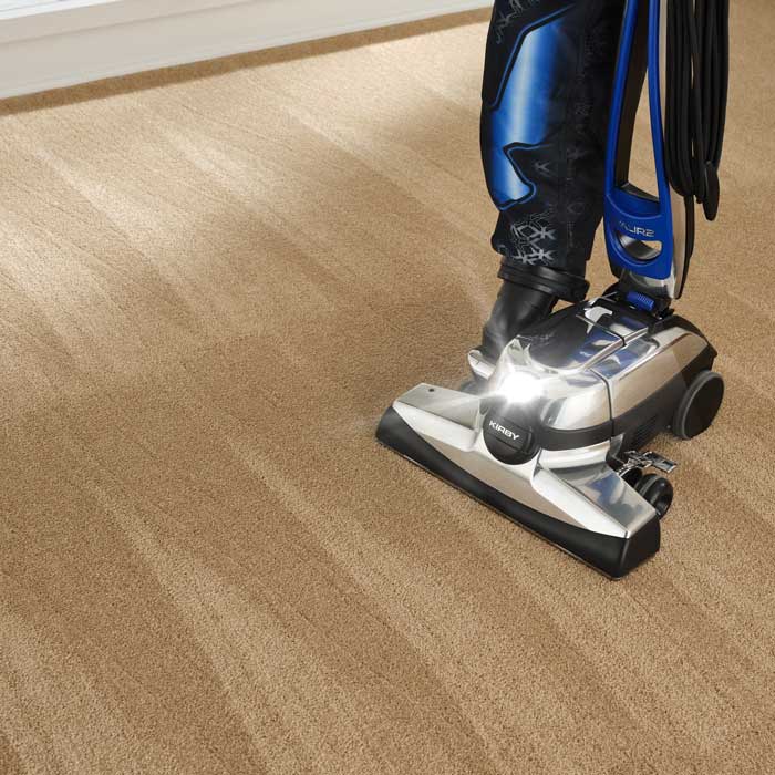 See how clean your carpet is with the clean carpet lines made by the Kirby.