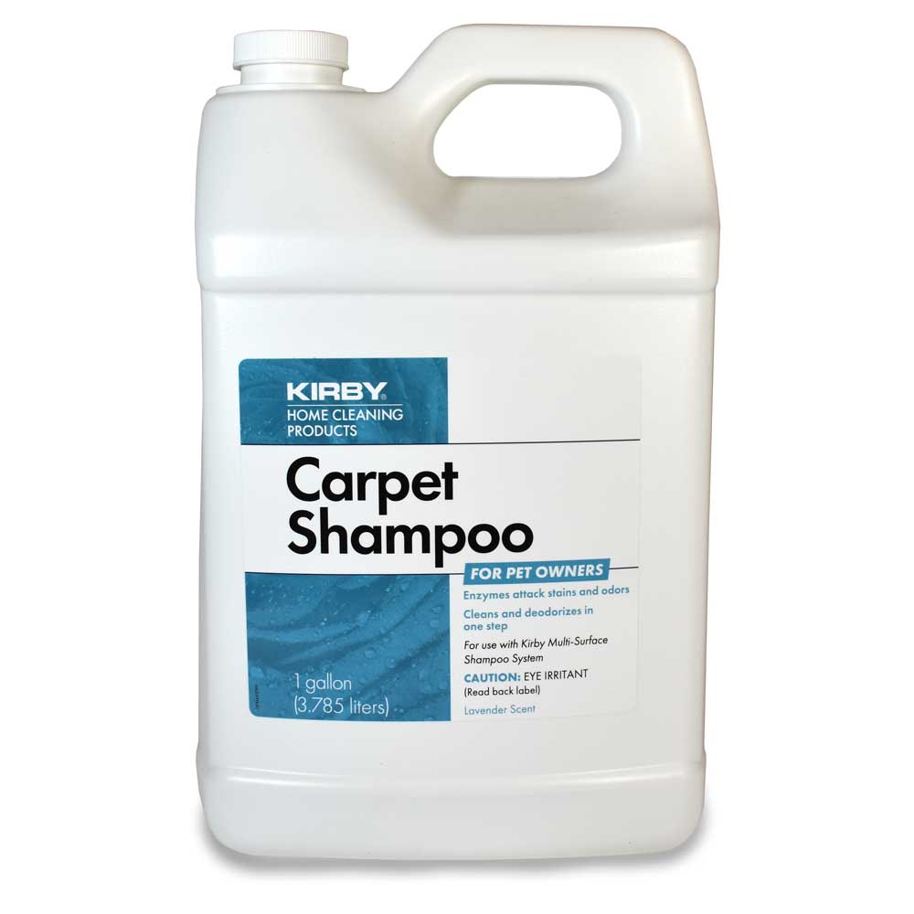 A bottle of Kirby's carpet shampoo